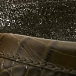 Louis Vuitton Green Croc Embossed Leather Dauphine Loafers Size 39.5