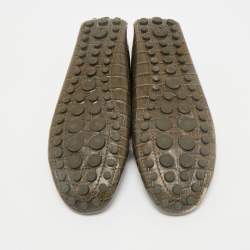 Louis Vuitton Green Croc Embossed Leather Dauphine Loafers Size 39.5
