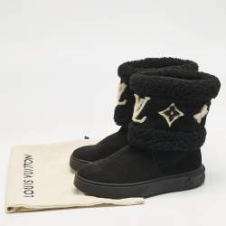 Louis Vuitton Black Shearling and Suede Snowdrop Ankle Length Boots Size 39