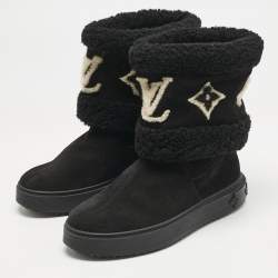 Louis Vuitton Black Shearling and Suede Snowdrop Ankle Length Boots Size 39