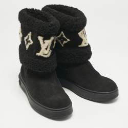 Louis Vuitton Black Shearling and Suede Snowdrop Ankle Length Boots Size 39