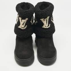 Louis Vuitton Black Shearling and Suede Snowdrop Ankle Length Boots Size 39