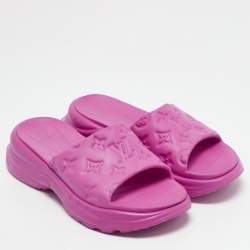 Louis Vuitton Pink Monogram Rubber Pool 55 Comfort Slide Sandals Size 38