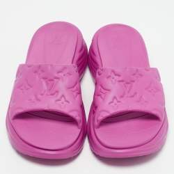 Louis Vuitton Pink Monogram Rubber Pool 55 Comfort Slide Sandals Size 38