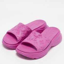 Louis Vuitton Pink Monogram Rubber Pool 55 Comfort Slide Sandals Size 38