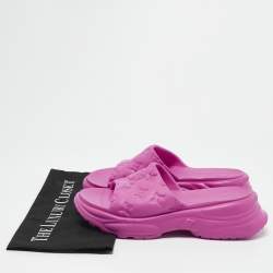 Louis Vuitton Pink Monogram Rubber Pool 55 Comfort Slide Sandals Size 38