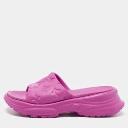 Louis Vuitton Pink Monogram Rubber Pool 55 Comfort Slide Sandals Size 38
