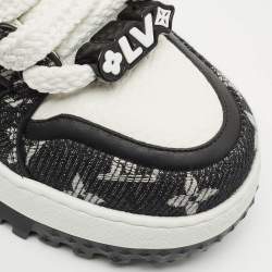 Louis Vuitton Black/White Monogram Denim and Leather LV Trainer Maxi Sneakers Size 39