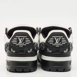 Louis Vuitton Black/White Monogram Denim and Leather LV Trainer Maxi Sneakers Size 39