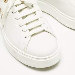 Louis Vuitton White/Beige Leather Time Out Sneakers Size 38.5