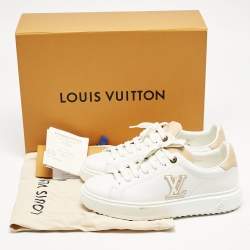 Louis Vuitton White/Beige Leather Time Out Sneakers Size 38.5