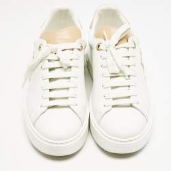 Louis Vuitton White/Beige Leather Time Out Sneakers Size 38.5
