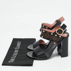 Louis Vuitton Black Monogram Canvas and Leather Passenger Heeled Sandals Size 37