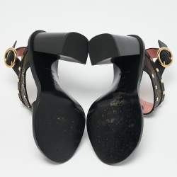 Louis Vuitton Black Monogram Canvas and Leather Passenger Heeled Sandals Size 37