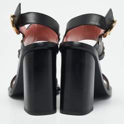 Louis Vuitton Black Monogram Canvas and Leather Passenger Heeled Sandals Size 37