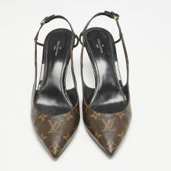 Louis Vuitton Brown Coated Canvas Cherie Slingback Pumps Size 40