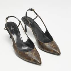Louis Vuitton Brown Coated Canvas Cherie Slingback Pumps Size 40