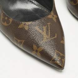 Louis Vuitton Brown Coated Canvas Cherie Slingback Pumps Size 40
