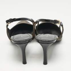 Louis Vuitton Brown Coated Canvas Cherie Slingback Pumps Size 40