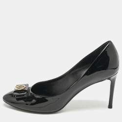 Louis Vuitton Black Patent Leather Bow Pumps Size 39