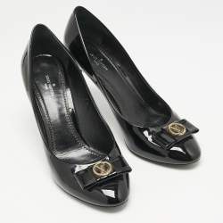 Louis Vuitton Black Patent Leather Bow Pumps Size 39