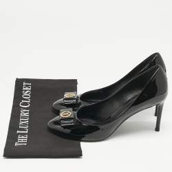 Louis Vuitton Black Patent Leather Bow Pumps Size 39