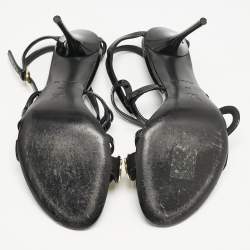 Louis Vuitton Black Patent Leather Criss Cross Strappy Sandals Size 39