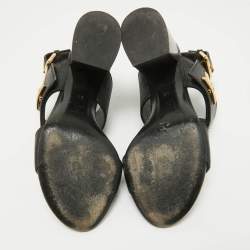Pre Owned Louis Vuitton Black Leather Horizon Slingback Sandals Size 35
