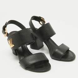 Pre Owned Louis Vuitton Black Leather Horizon Slingback Sandals Size 35