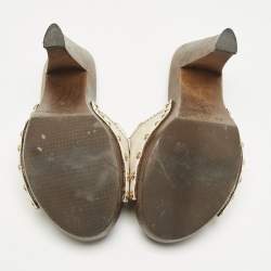 Louis Vuitton Cream Leather Logo Dice Clogs Size 37.5