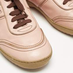 Louis Vuitton Pink Leather Lace Up Sneakers Size 38.5