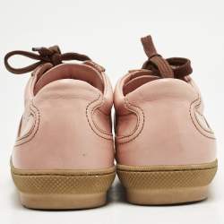 Louis Vuitton Pink Leather Lace Up Sneakers Size 38.5