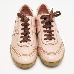 Louis Vuitton Pink Leather Lace Up Sneakers Size 38.5