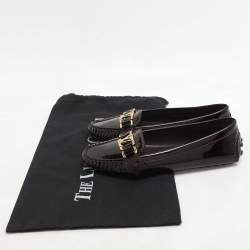 Louis Vuitton Burgundy Patent Leather Oxford Loafers Size 36