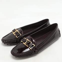 Louis Vuitton Burgundy Patent Leather Oxford Loafers Size 36