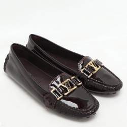 Louis Vuitton Burgundy Patent Leather Oxford Loafers Size 36
