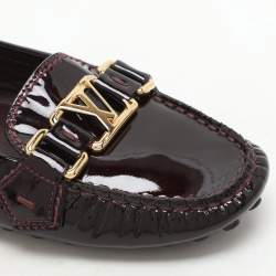 Louis Vuitton Burgundy Patent Leather Oxford Loafers Size 36