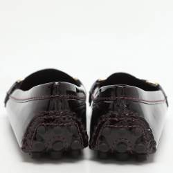 Louis Vuitton Burgundy Patent Leather Oxford Loafers Size 36