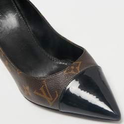Louis Vuitton Brown Coated Canvas and Patent Leather Cheri Pumps Size 39.5