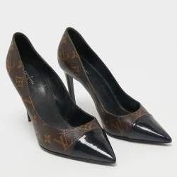 Louis Vuitton Brown Coated Canvas and Patent Leather Cheri Pumps Size 39.5
