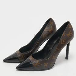 Louis Vuitton Brown Coated Canvas and Patent Leather Cheri Pumps Size 39.5
