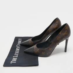 Louis Vuitton Brown Coated Canvas and Patent Leather Cheri Pumps Size 39.5