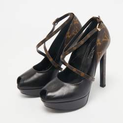 Louis Vuitton Black Monogram Canvas and Leather Temptation Pumps Size 36