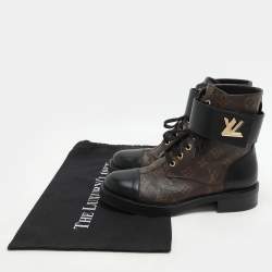 Louis Vuitton Black Monogram Canvas and Leather Wonderland Flat Ranger Boots Size 38.5