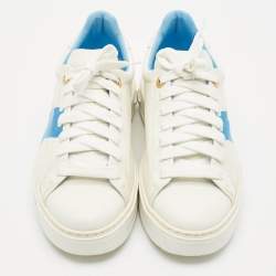 Louis Vuitton White/Blue Leather Time Out Low Top Sneakers Size 39