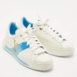 Louis Vuitton White/Blue Leather Time Out Low Top Sneakers Size 39