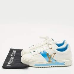 Louis Vuitton White/Blue Leather Time Out Low Top Sneakers Size 39