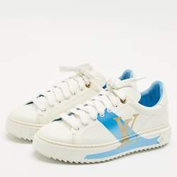 Louis Vuitton White/Blue Leather Time Out Low Top Sneakers Size 39