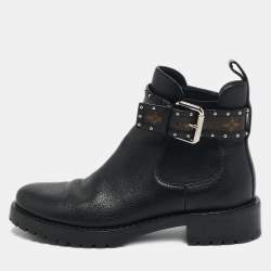 Louis Vuitton Black Leather Discovery  Flat Ranger Ankle Length Boots Size 37