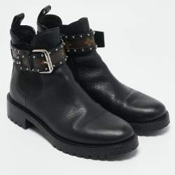 Louis Vuitton Black Leather Discovery  Flat Ranger Ankle Length Boots Size 37